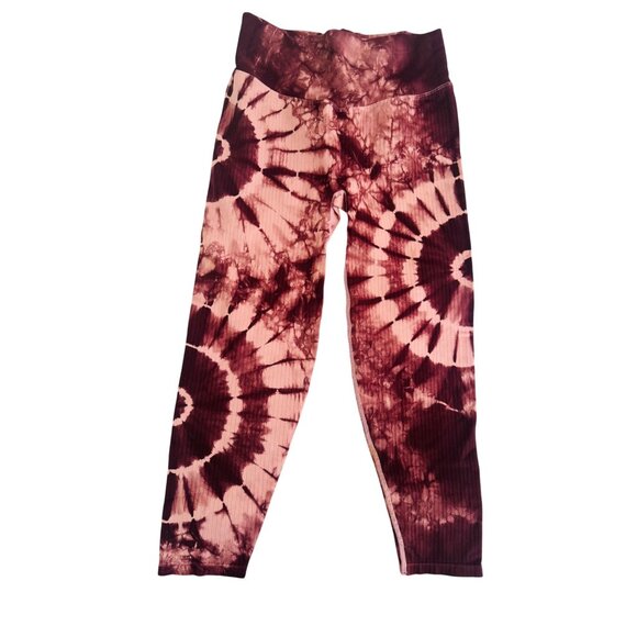 NWT Pink Active Tie-Dye Ribbed Leggings Size L - Picture 2 of 9